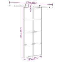 Produktbild för Skjutdörr med beslagssats svart 90x205 cm härdat glas