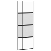 Produktbild för Skjutdörr med beslag svart 76x205 cm härdat glas