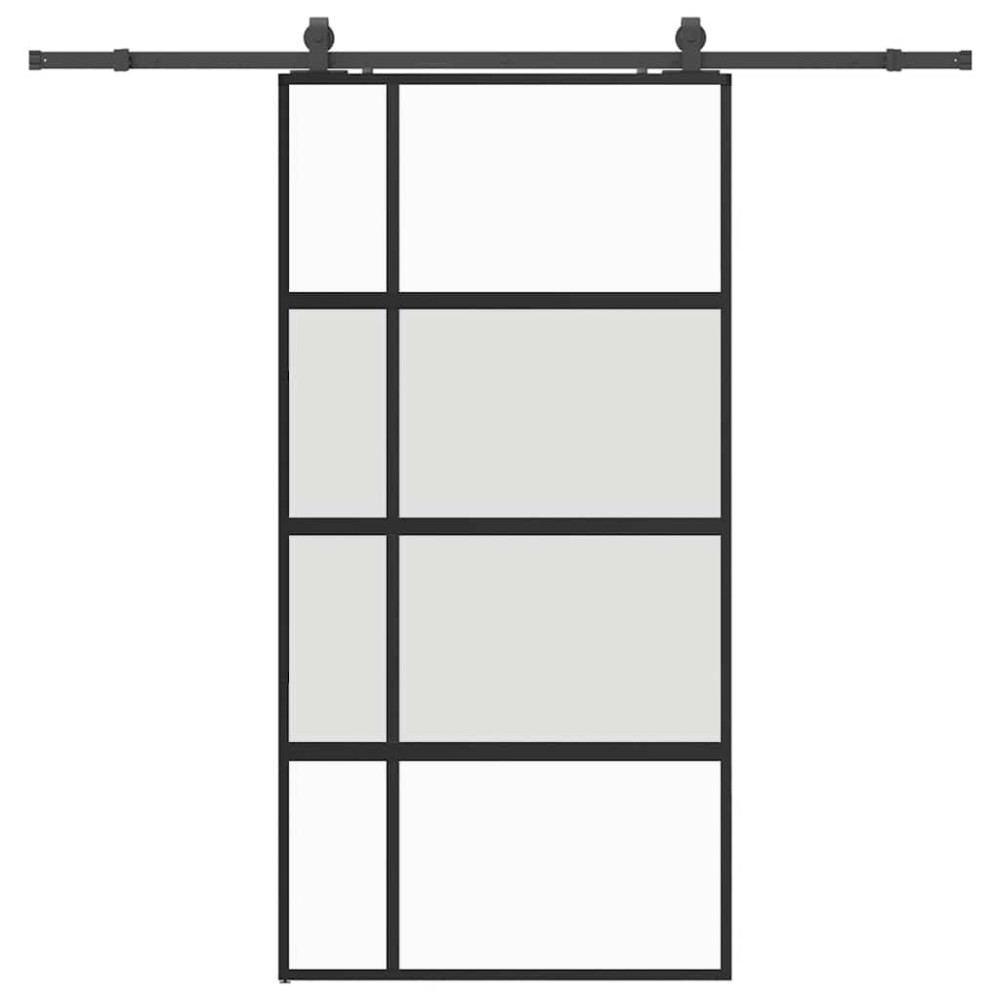 Produktbild för Skjutdörr med beslag svart 102,5x205 cm härdat glas