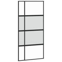 Produktbild för Skjutdörr med beslag svart 102,5x205 cm härdat glas