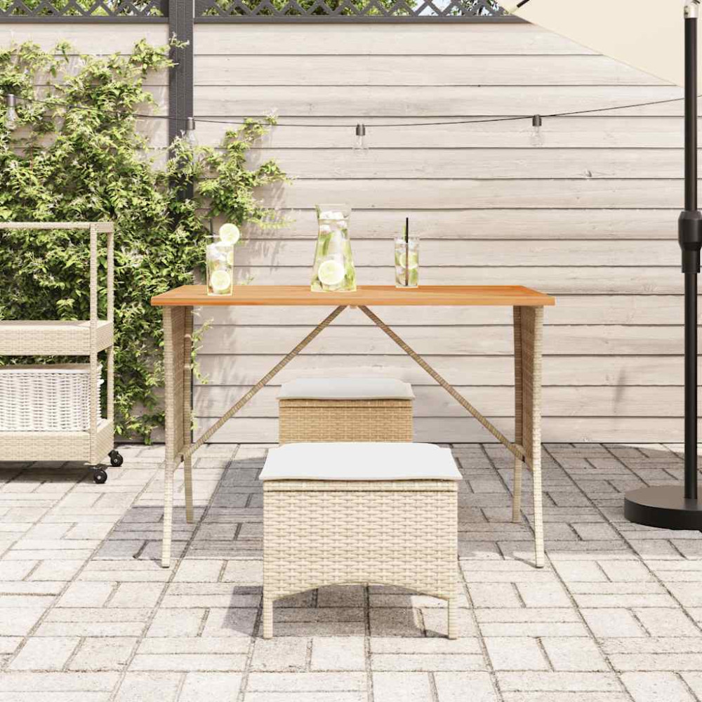 Produktbild för Matgrupp för trädgården 3 delar med dynor beige konstrotting