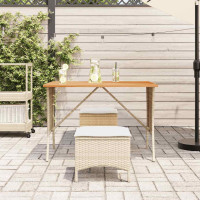 Produktbild för Matgrupp för trädgården 3 delar med dynor beige konstrotting