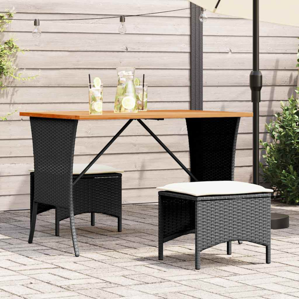 Produktbild för Trädgårdsbord med skiva i akaciaträ svart 105x75x72 cm