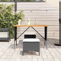 Produktbild för Trädgårdsbord med skiva i akaciaträ svart 105x75x72 cm