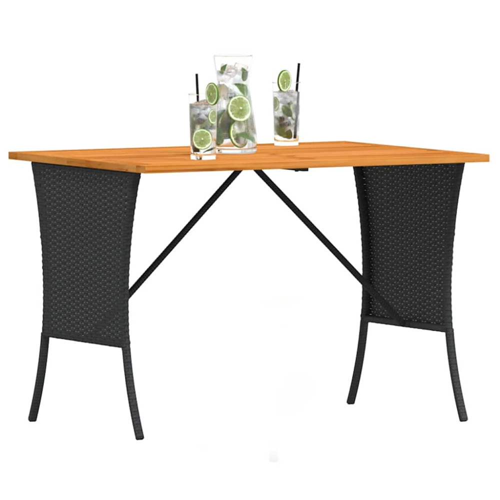 Produktbild för Trädgårdsbord med skiva i akaciaträ svart 105x75x72 cm