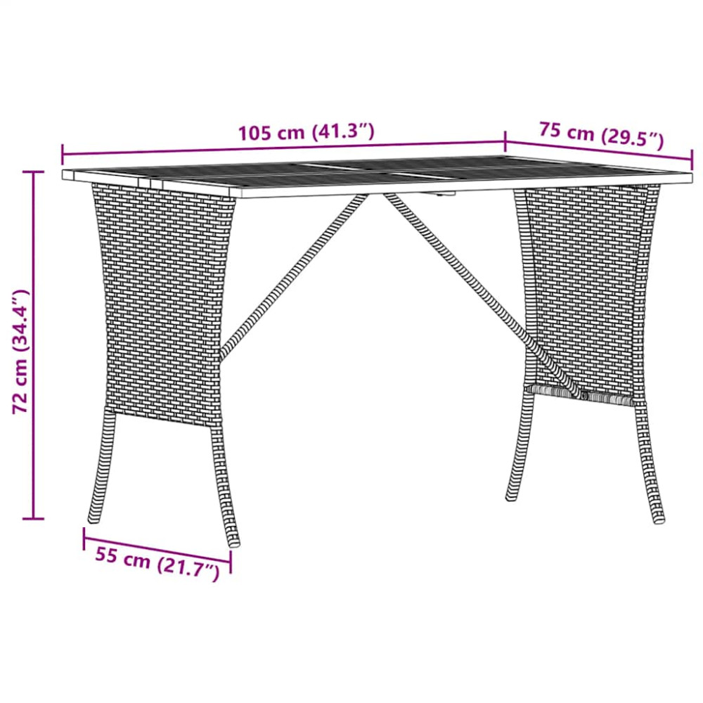 Produktbild för Trädgårdsbord med skiva i akaciaträ svart 105x75x72 cm