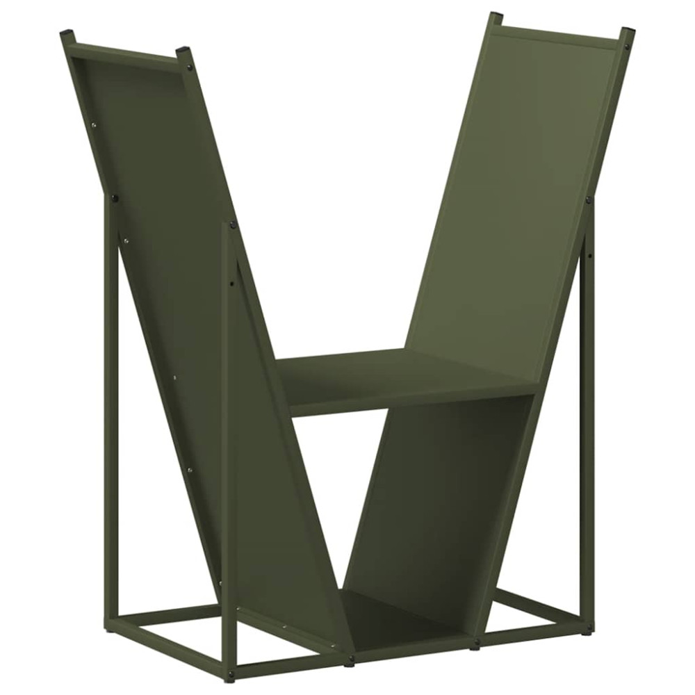 Produktbild för Vedställ olivgrön 69,5x35x81 cm kallvalsat stål