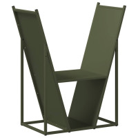 Produktbild för Vedställ olivgrön 69,5x35x81 cm kallvalsat stål