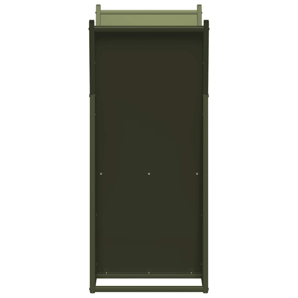 Produktbild för Vedställ olivgrön 69,5x35x81 cm kallvalsat stål