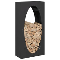 Produktbild för Vedställ svart 50x23x100 cm kallvalsat stål