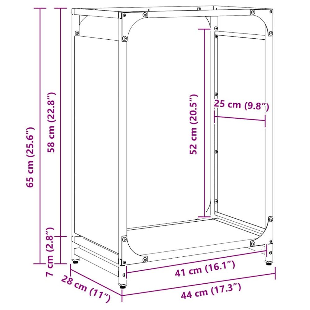 Produktbild för Vedställ olivgrön 44x28x65 cm kallvalsat stål