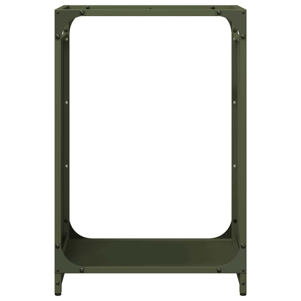 Produktbild för Vedställ olivgrön 44x28x65 cm kallvalsat stål
