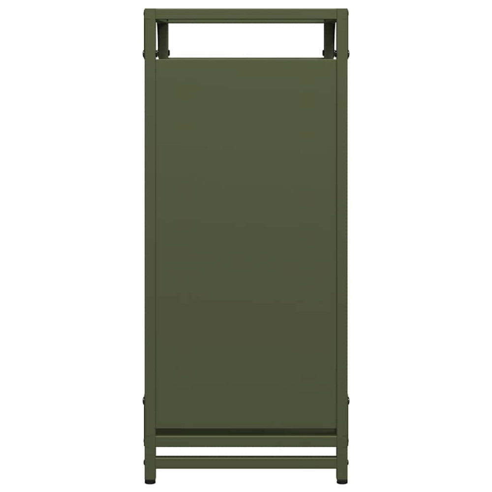 Produktbild för Vedställ olivgrön 44x28x65 cm kallvalsat stål
