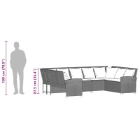 Produktbild för Trädgårdssoffa med dynor svart konstrotting