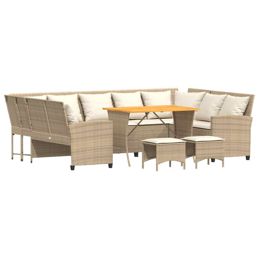Produktbild för Soffgrupp för trädgård med dynor 4 delar beige konstrotting