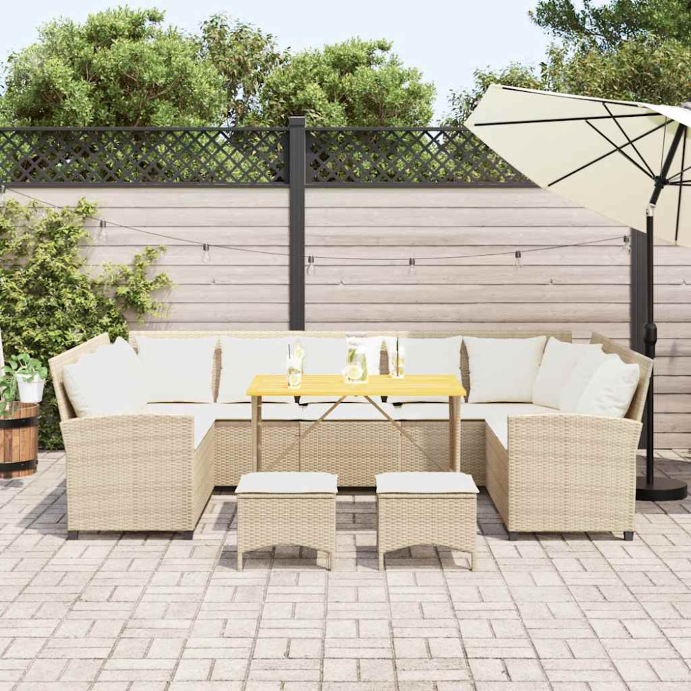 Produktbild för Soffgrupp för trädgård med dynor 4 delar beige konstrotting