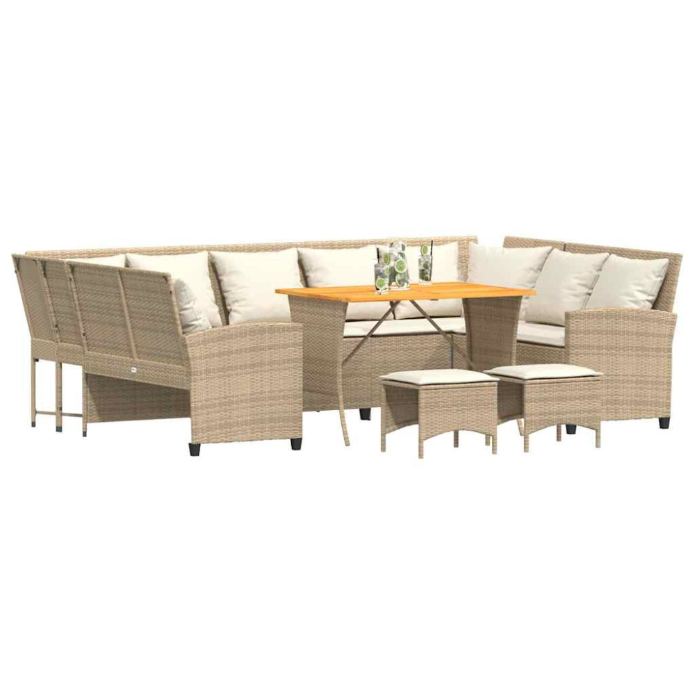 Produktbild för Soffgrupp för trädgård med dynor 4 delar beige konstrotting