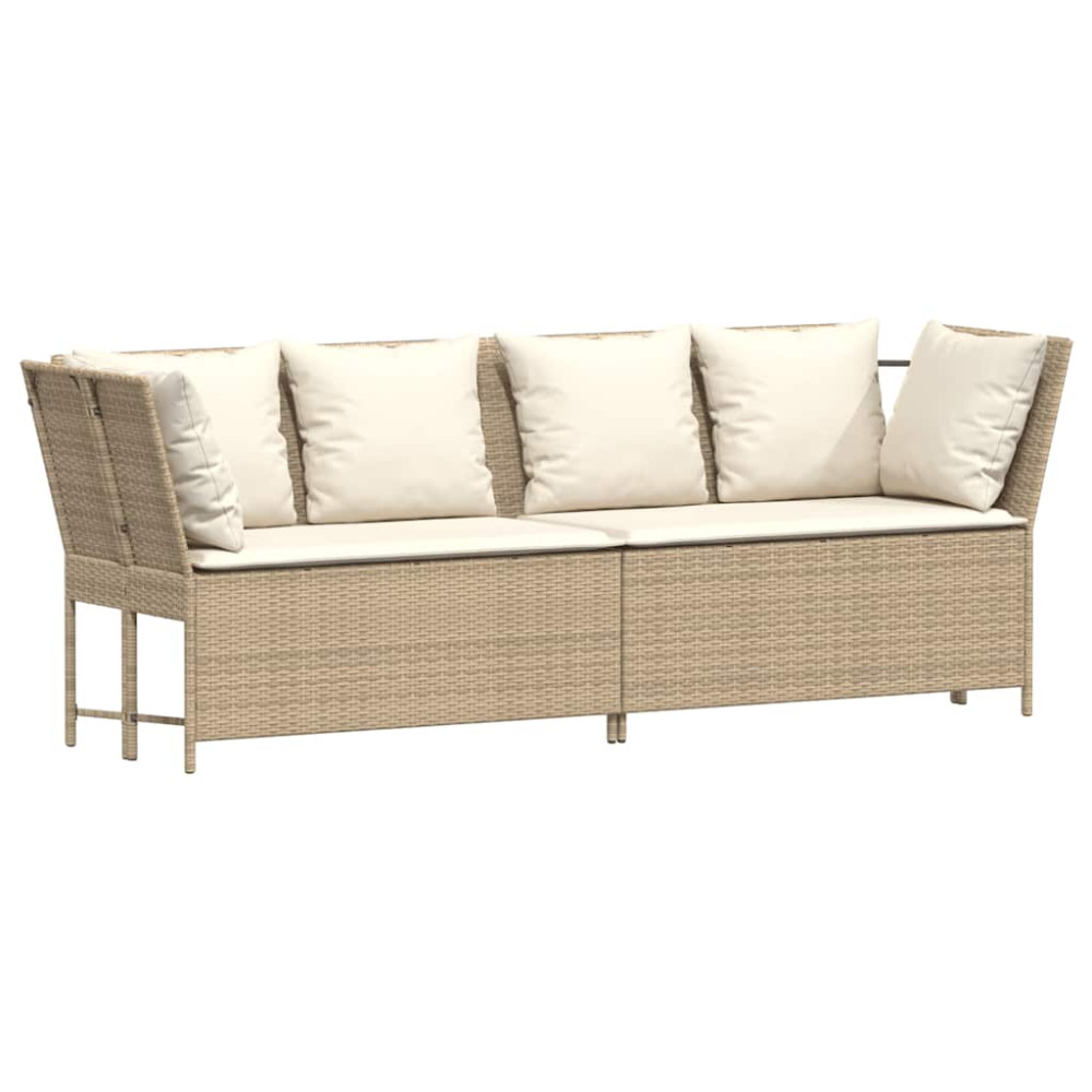 Produktbild för Soffgrupp för trädgård med dynor 4 delar beige konstrotting