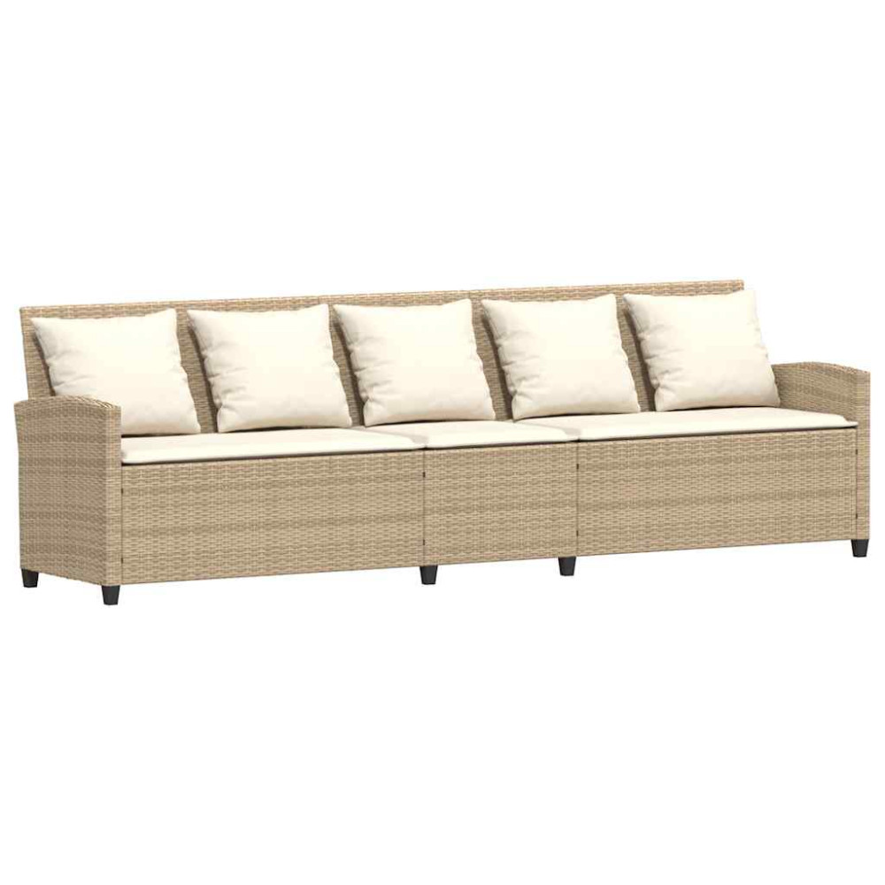 Produktbild för Soffgrupp för trädgård med dynor 4 delar beige konstrotting