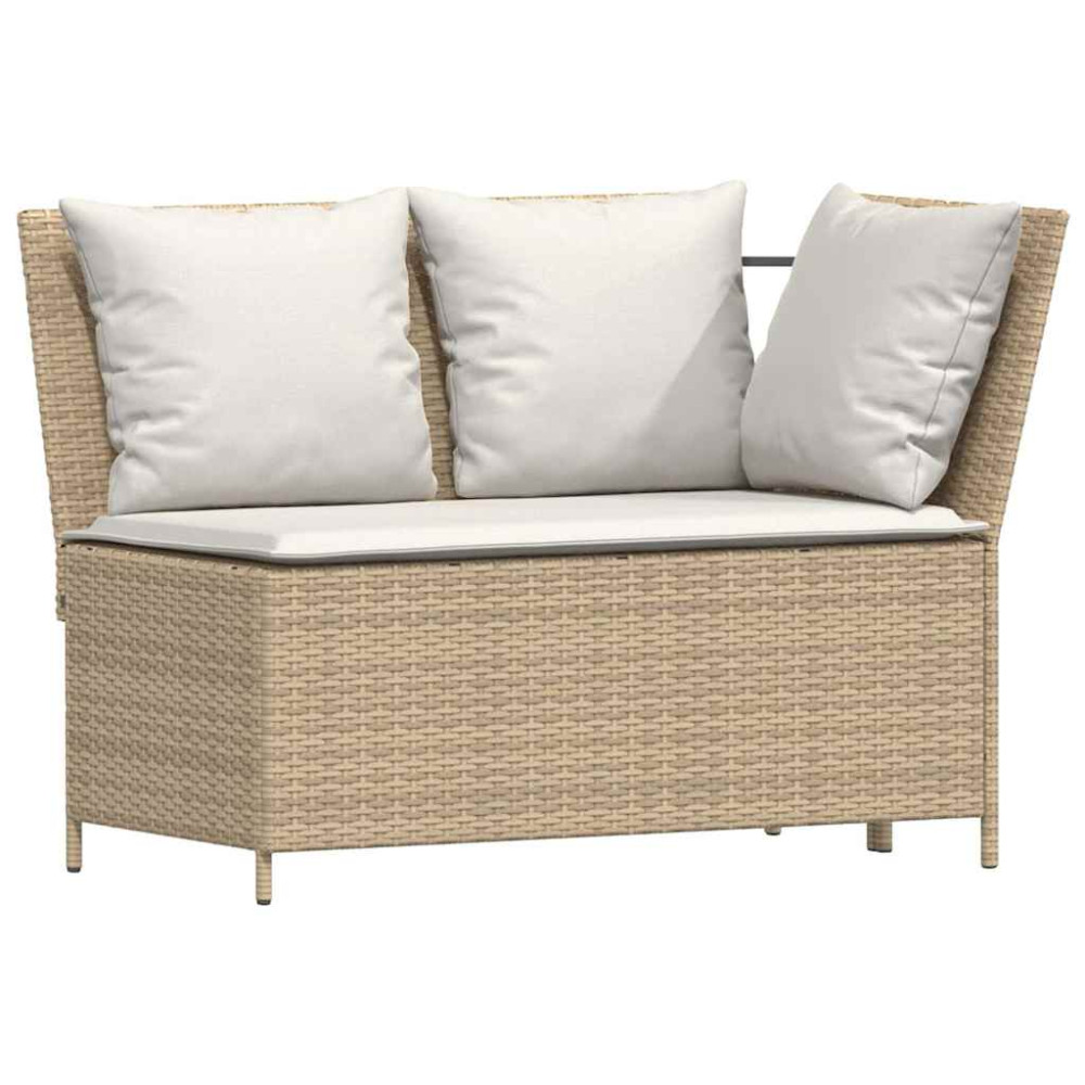 Produktbild för Soffgrupp för trädgården med dynor 5 delar beige konstrotting