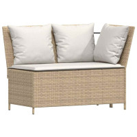 Produktbild för Soffgrupp för trädgården med dynor 5 delar beige konstrotting