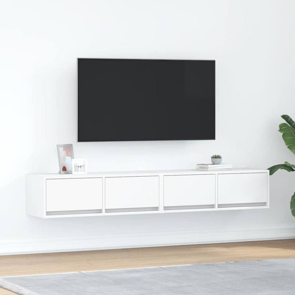 Produktbild för TV-bänkar 2 st vit 80x31x25,5 cm konstruerat trä