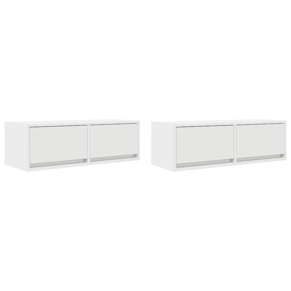 Produktbild för TV-bänkar 2 st vit 80x31x25,5 cm konstruerat trä