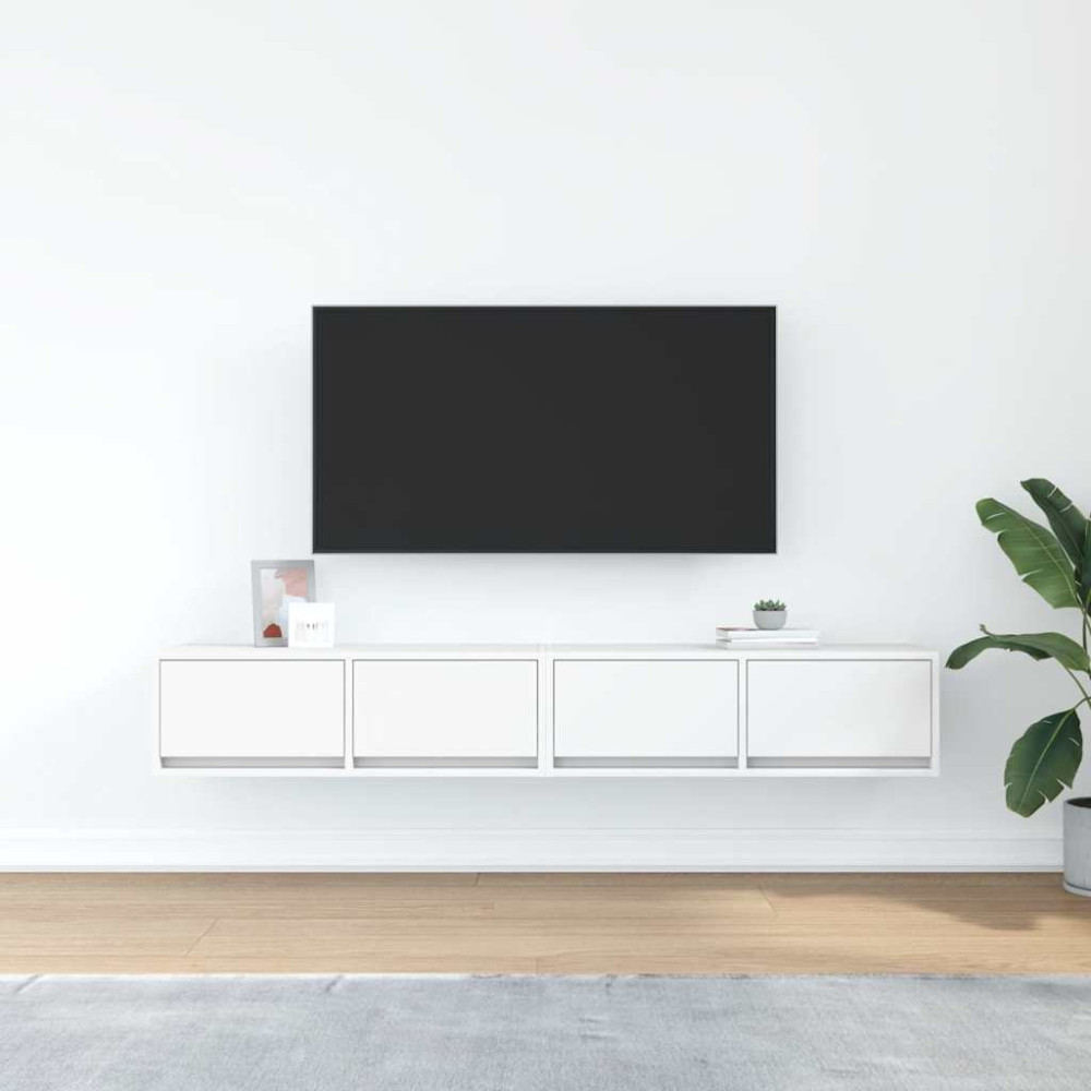 Produktbild för TV-bänkar 2 st vit 80x31x25,5 cm konstruerat trä