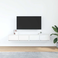 Produktbild för TV-bänkar 2 st vit 80x31x25,5 cm konstruerat trä