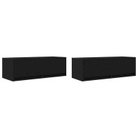 Produktbild för TV-bänkar 2 st svart ek 80x31x25,5 cm konstruerat trä