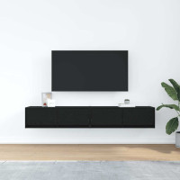 Produktbild för TV-bänkar 2 st svart ek 80x31x25,5 cm konstruerat trä