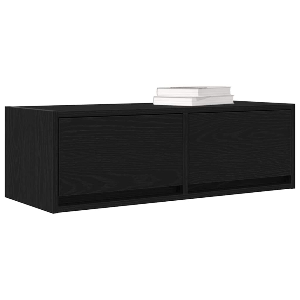 Produktbild för TV-bänkar 2 st svart ek 80x31x25,5 cm konstruerat trä