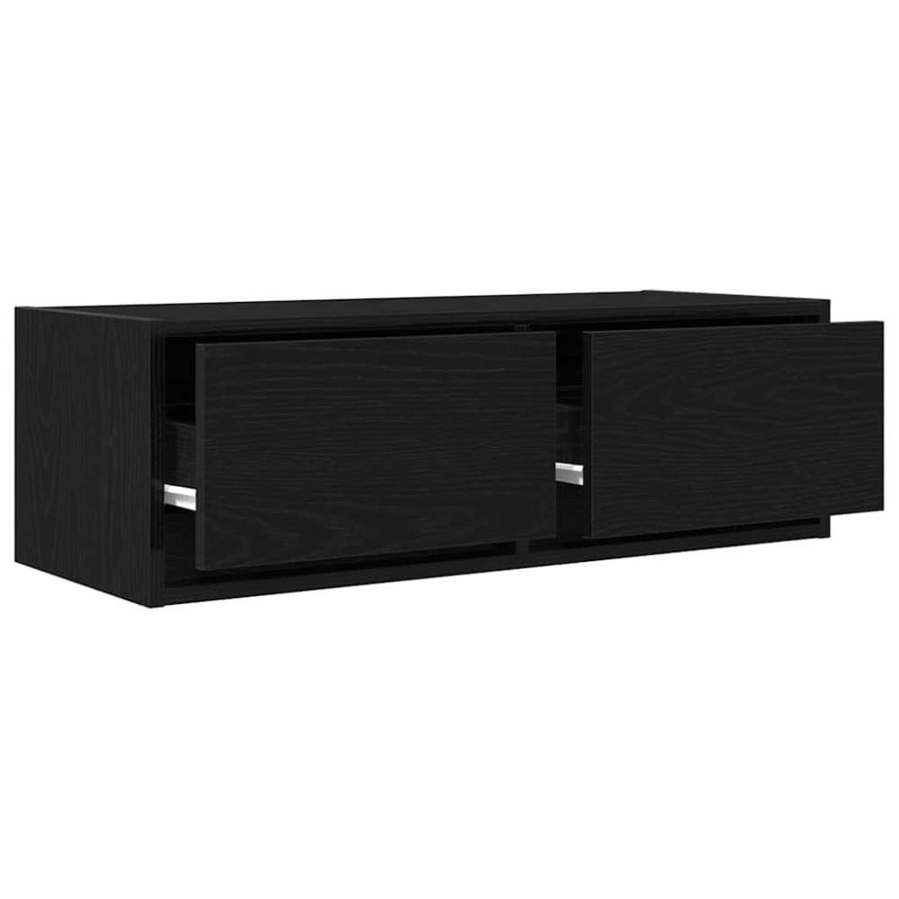 Produktbild för TV-bänkar 2 st svart ek 80x31x25,5 cm konstruerat trä