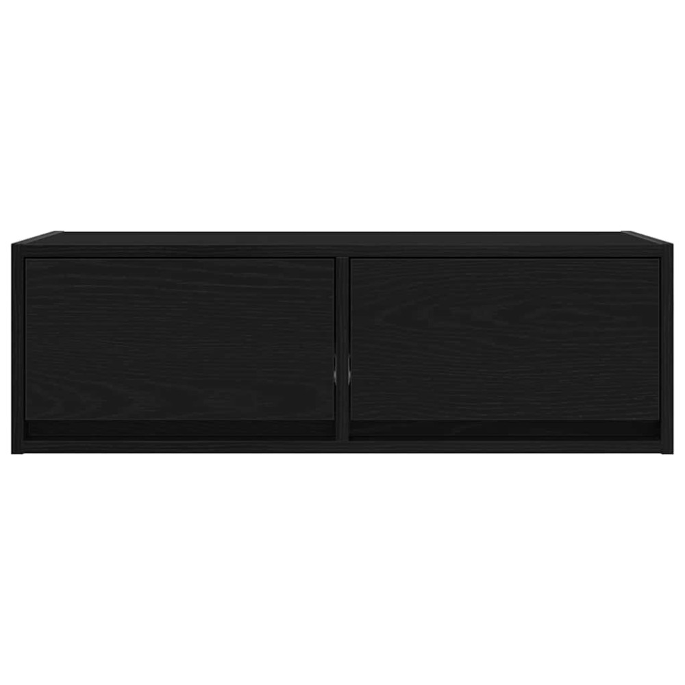 Produktbild för TV-bänkar 2 st svart ek 80x31x25,5 cm konstruerat trä