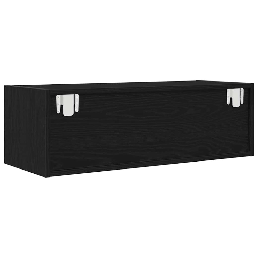 Produktbild för TV-bänkar 2 st svart ek 80x31x25,5 cm konstruerat trä