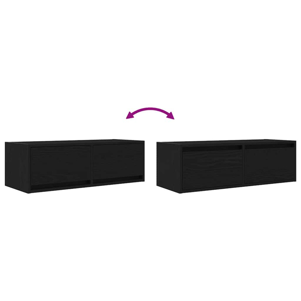 Produktbild för TV-bänkar 2 st svart ek 80x31x25,5 cm konstruerat trä