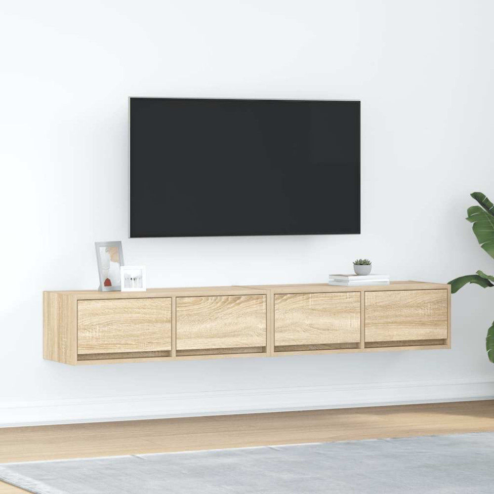 Produktbild för TV-bänkar 2 st, Sonoma ek, 80x31x25,5 cm konstruerat trä