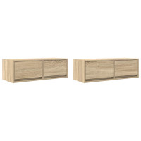 Produktbild för TV-bänkar 2 st, Sonoma ek, 80x31x25,5 cm konstruerat trä