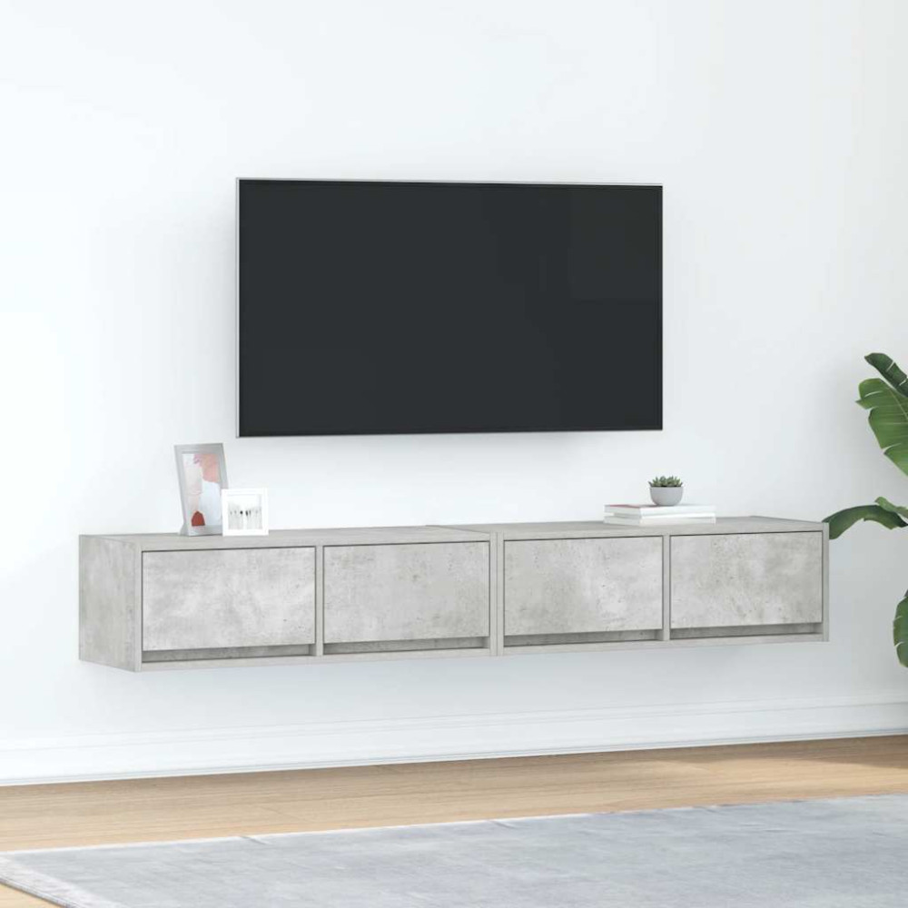 Produktbild för TV-bänkar 2 st betonggrå 80x31x25,5 cm konstruerat trä