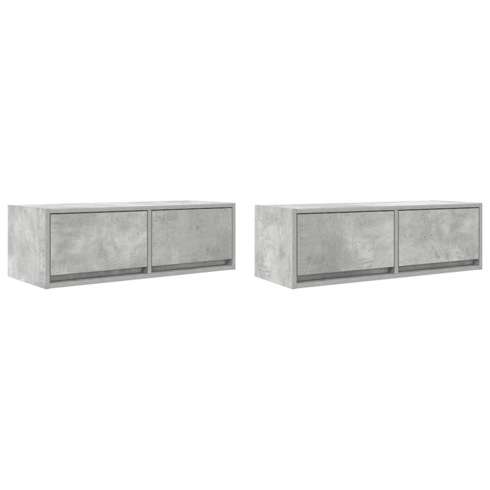 Produktbild för TV-bänkar 2 st betonggrå 80x31x25,5 cm konstruerat trä