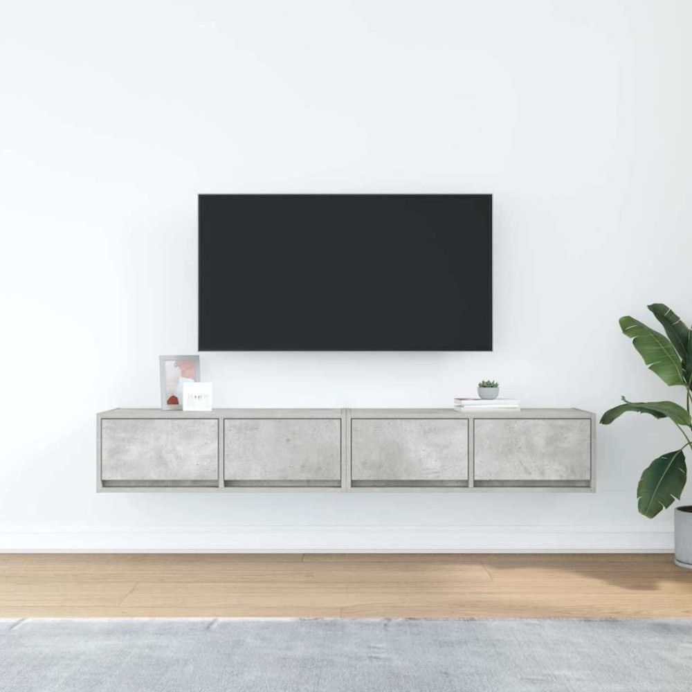 Produktbild för TV-bänkar 2 st betonggrå 80x31x25,5 cm konstruerat trä
