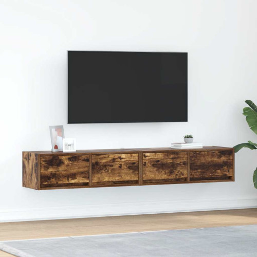 vidaXL TV-bänkar 2 st rökt ek 80x31x25,5 cm konstruerat trä