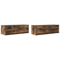 Produktbild för TV-bänkar 2 st rökt ek 80x31x25,5 cm konstruerat trä