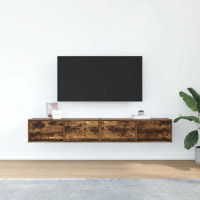 Produktbild för TV-bänkar 2 st rökt ek 80x31x25,5 cm konstruerat trä