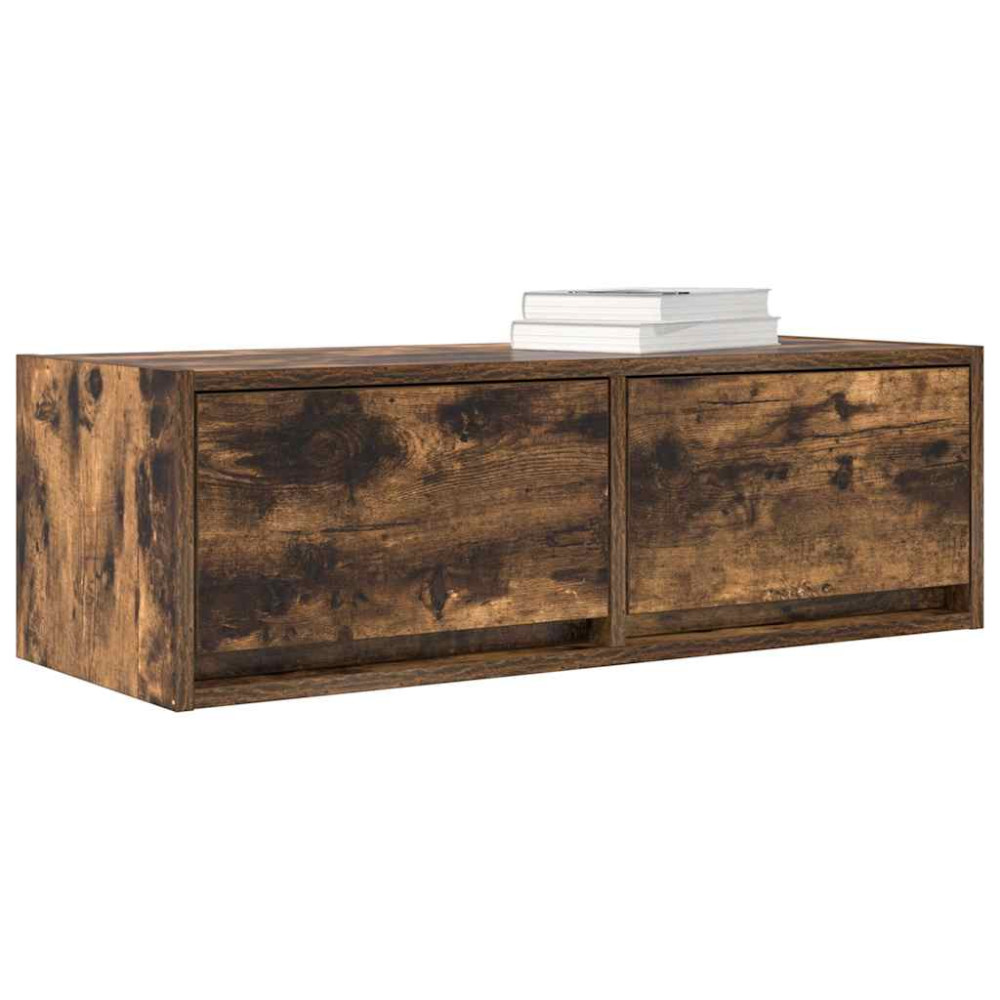 Produktbild för TV-bänkar 2 st rökt ek 80x31x25,5 cm konstruerat trä