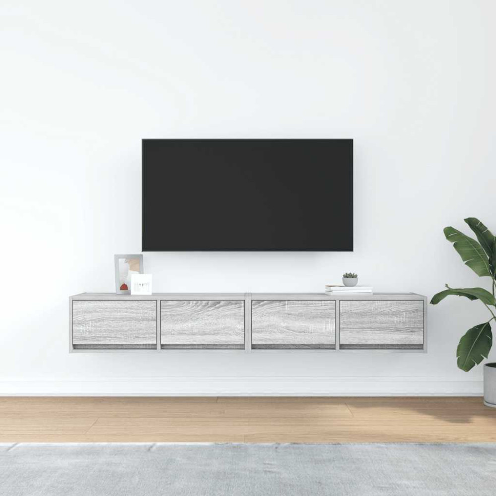 Produktbild för TV-bänkar 2 st grå sonoma 80x31x25,5 cm konstruerat trä
