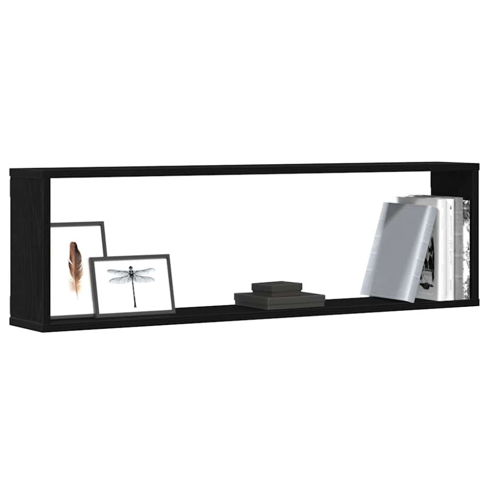 Produktbild för Vägghyllor Cube 2 st svart ek 100x15x30 cm konstruerat trä