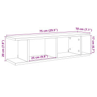 Produktbild för Vägghyllor 2 st svart ek 75x18x20 cm konstruerat trä