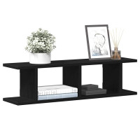 Produktbild för Vägghyllor 2 st svart ek 75x18x20 cm konstruerat trä