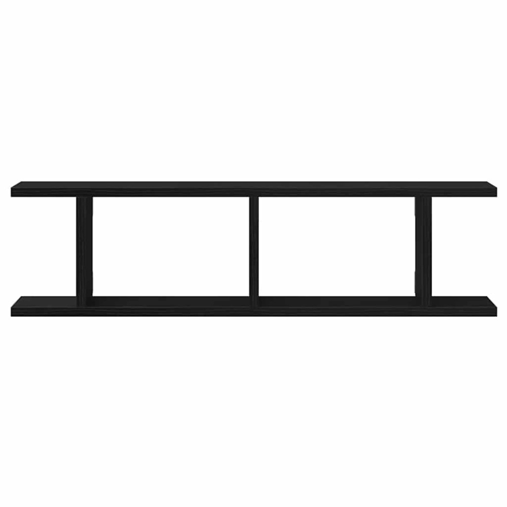 Produktbild för Vägghyllor 2 st svart ek 75x18x20 cm konstruerat trä
